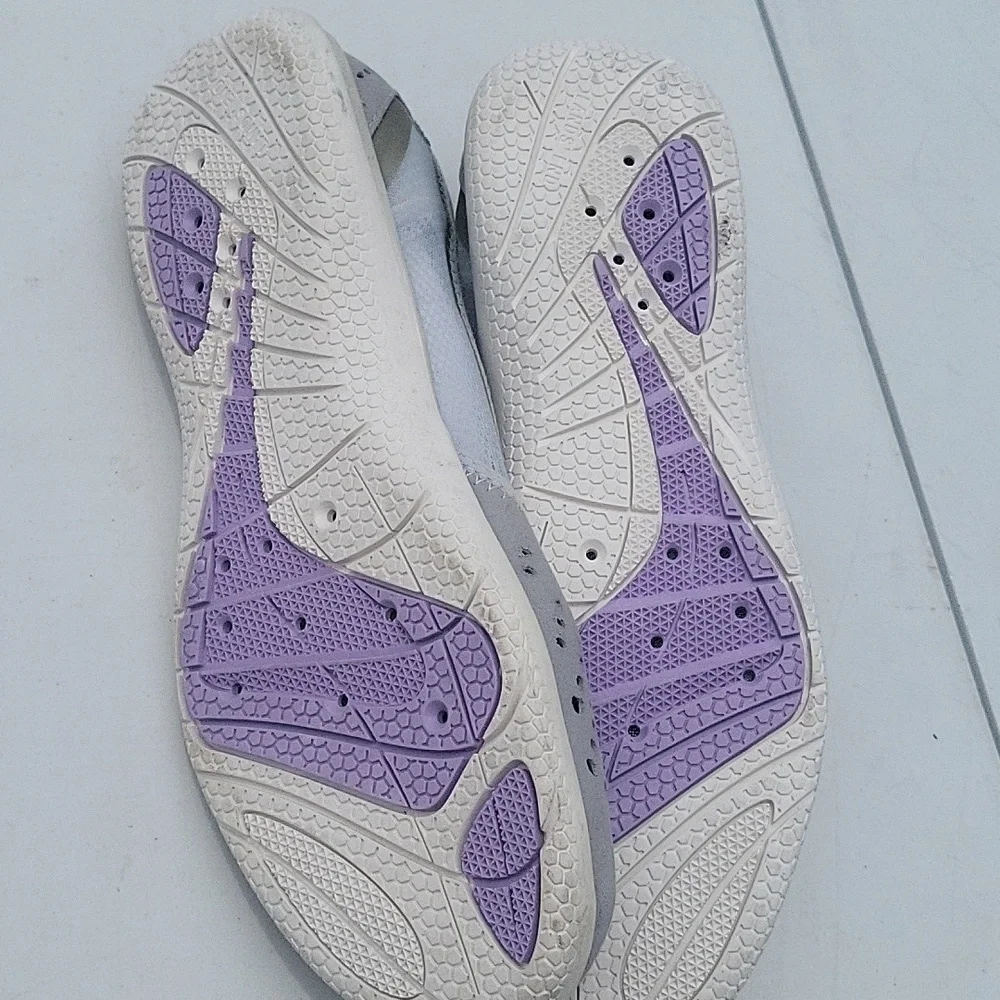 Lands' End Gray Slip-On Ballet Flats with Lavender Insoles